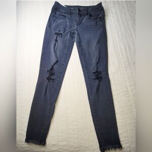 American Eagle Super Stretch X Jegging super Low jegging Distressed Black Size 4